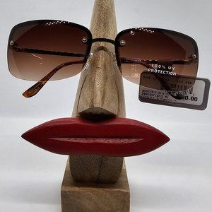 Falls Creek Designer Sunglasses Women Rose Gold Brown Rimless Lenses